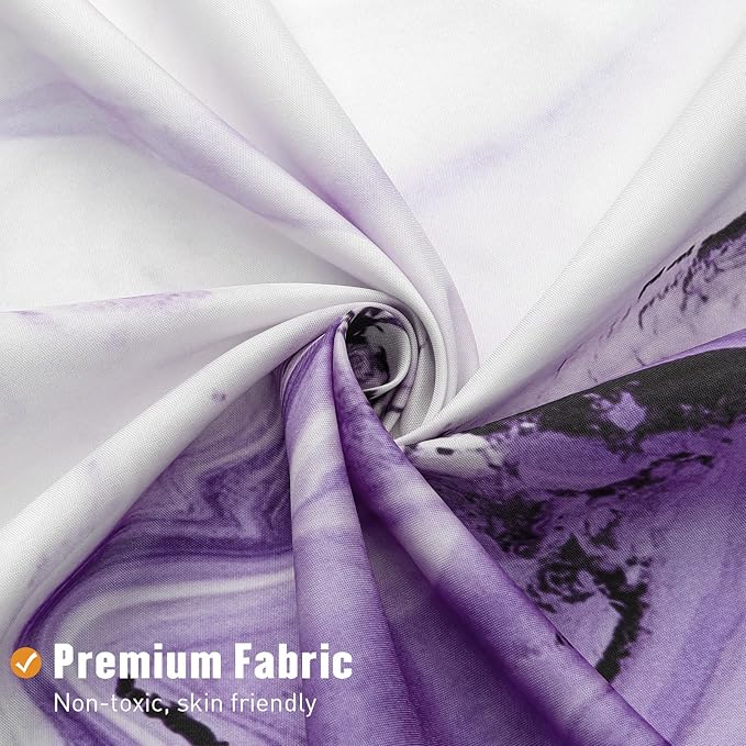 MitoVilla Purple Marble Shower Curtain, Abstract Ombre Fabric Shower Curtains for Modern Bathroom Decor, Luxury Cloth Watercolor Shower Curtain, 72x72