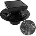 WEBANG 4 Inch Square Shower Drain Black Floor Drain with Flange Reversible 2-in-1 Cover Tile Insert Grate Removable SUS304 Stainless Steel CUPC Certified Matte Black