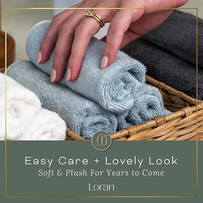 Sky Blue Washcloths Set of 6 Soft Facial Cloths 10” x 10” 100% Viscose Derived from Bamboo Spa-Like Feel Silky Face Cloth for Skin Cleansing
