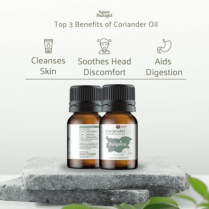 Coriander Essential Oil - Direct from Bulgarian Balkan Mountains - Steam Distilled - Aceite Cilantro for Aromatherapy, Massage, Diffuser, DIY Candle and Soap Making - 8oz