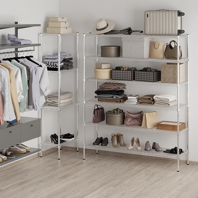 18" Deep x 60" Wide x 74" Height Wire Shelving Kit | 6-Tier | NSF Commercial Storage Rack Unit