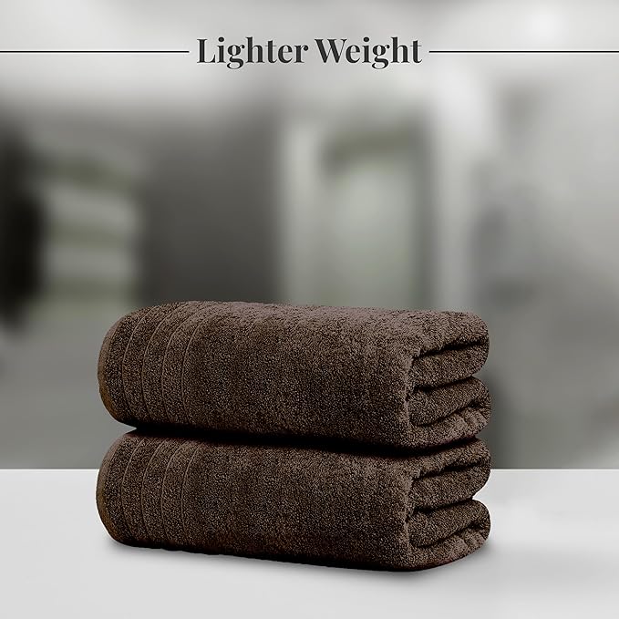 Tens Towels Pack of 4 Extra Large Bath Towels 30 x 60 Inches, 100% Cotton, Larger & Lighter Weight, Quicker to Dry, Super Soft and Absorbent, Perfect for Bathroom, Brown