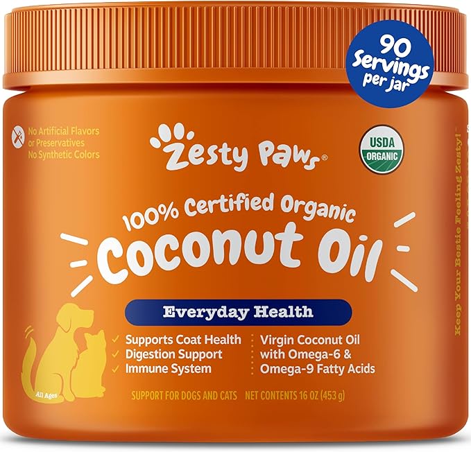 Coconut Oil for Dogs - Certified Organic & Virgin Superfood Supplement - Digestive & Immune Support - 16 OZ