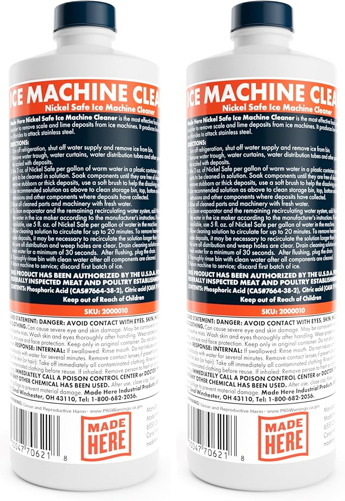 Nickel Safe Ice Machine Cleaner and Descaler16 oz 2-Pack