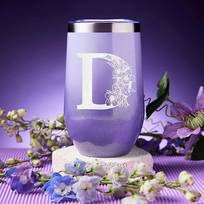 Self Care Gifts for Women, Unique Birthday Gifts, Thinking of You, Get Well Soon Care Package with 20oz Initial Tumbler, Christmas Relaxing Spa Gift Box Basket for Her Sister Best Friends Mom (D)
