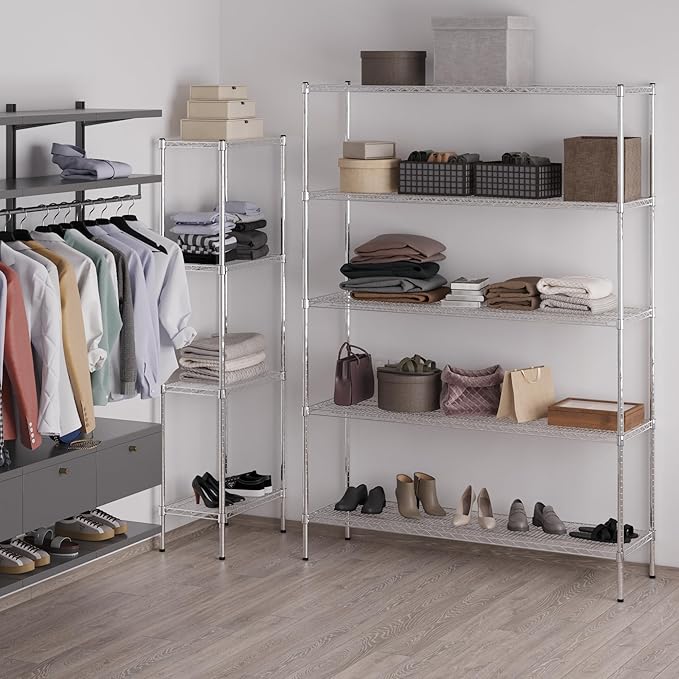 18" Deep x 60" Wide x 86" Height Wire Shelving Kit | 5-Tier | NSF Commercial Storage Rack Unit