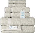 SALBAKOS 100% Turkish Cotton 6-Piece Towel Set | Heirloom Quality Hotel & Spa Collection | Soft, Super Absorbent 2 Washcloth, 2 Hand, 2 Bath Towel Sets | Made in Turkey (Stone, 6 Piece Towel Set)