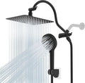 Hibbent All Metal High Pressure Rainfall 10'' Shower Head, CUPC Certified Handheld Showerhead Combo, 12'' Adjustable Shower Extension Arm, 10-Spray, 71'' Hose, Adhesive Showerhead Holder, Matte Black
