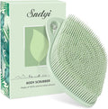 Sndyi Silicone Body Scrubber, Gentle Exfoliating Body Scrubber for Sensitive Skin, Leaf Shaped Shower Scrubber for Body with Lathering Bristles, Silicone Loofah Body Brush for Showering, Green
