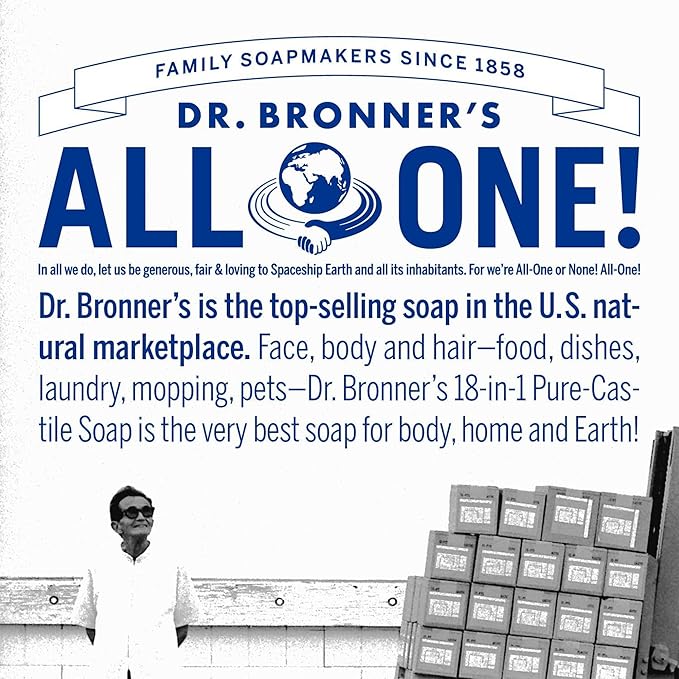 Dr. Bronner's Pure-Castile Liquid Soap Refill - Made with Regenerative Organic Certified Oils, 86% Less Plastic - 18-in-1 Uses, For Face, Body Wash, Hand Soap Refill & More - Baby Unscented, 32oz