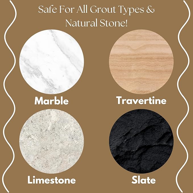 Natural Stone Grout Cleaner, Safe for Marble, Travertine, Limestone, Tile Spray on Grout Cleaner with Brush (32 oz.)