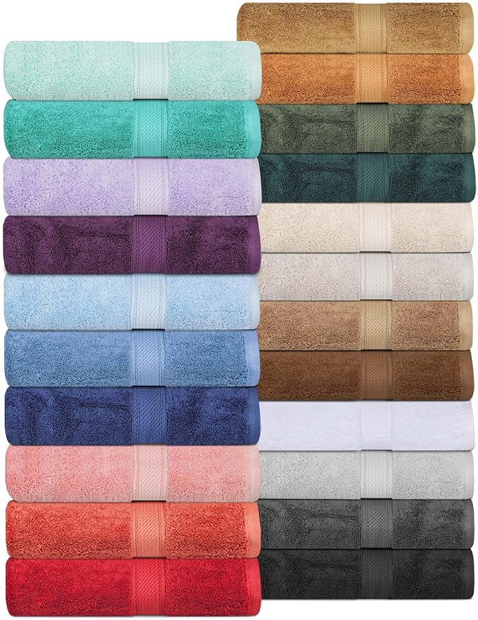 Superior Egyptian Cotton Pile Bath Sheet Set of 2, Ultra Soft Luxury Towels, Thick Plush Essentials, Absorbent Heavyweight, Guest Bath, Hotel, Spa, Home Bathroom, Shower Basics, Black