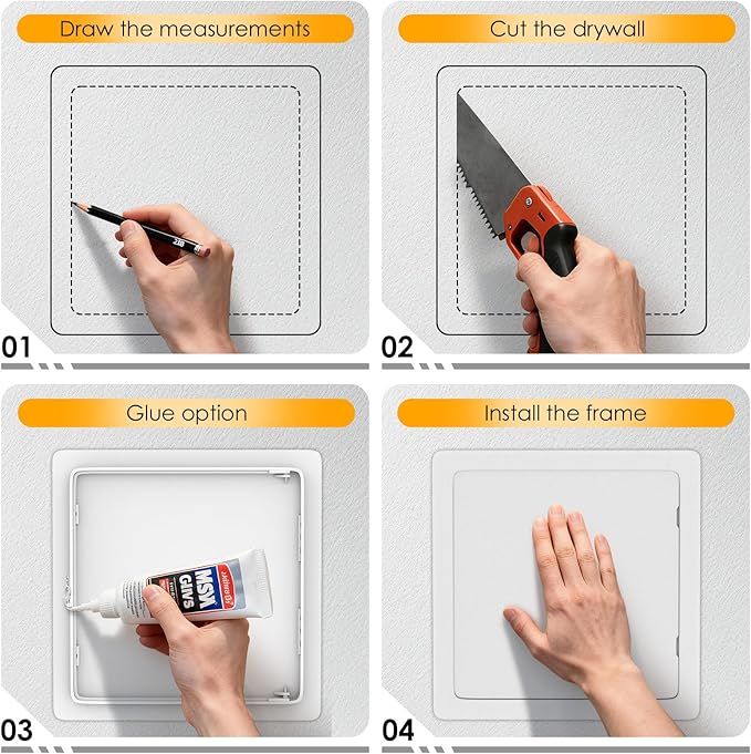 Suteck Plumbing Access Panel for Drywall Ceiling 12 x 12 Inch Reinforced Plastic Wall Access Doors Removable Hinged White