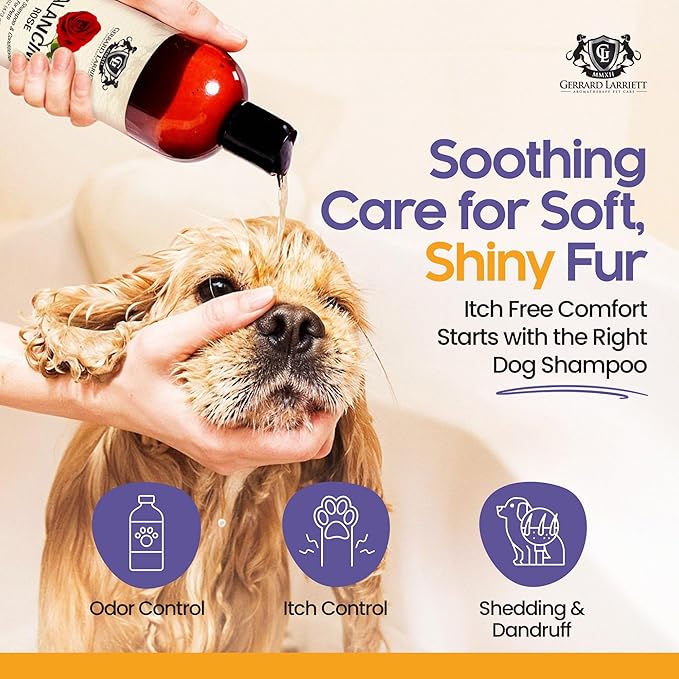 Dog Shampoo and Conditioner Balancing Rose 16 Fl Oz Dog Shampoo Itchy Skin Relief, Aromatherapy Natural Dog Shampoo for Smelly Dogs with Aloe Vera, Rose & Oatmeal Shampoo for Dogs by Gerrard Larriett