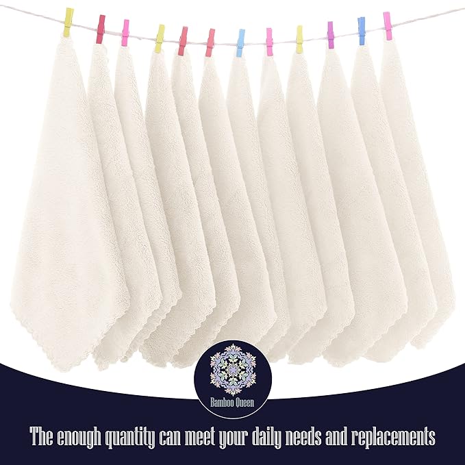 16 Pack Baby Washcloths - Luxury Coral Fleece - Extra Absorbent and Soft Wash Clothes for Newborns, Infants and Toddlers - Suitable for Sensitive Skin and New Born - Baby Shower - Cream, 10x10 Inch