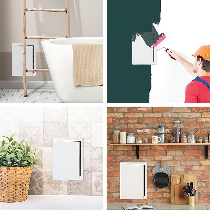 10" x 14" White Metal Access Panel. Service Shaft Door Panel. Plumbing, Electricity, Heating, Alarm Wall Access Panel for Drywall. Bathroom Services Access Hole Cover.