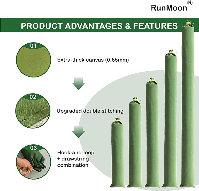Upgraded Extra-Thick Reusable Flood Sandbags - Double-Stitched Canvas, Leak-Proof Closure | Multiple Sizes (3ft-10ft) for Water Barrier & Flood Protection (6ft (Upgraded) 10-Pack)