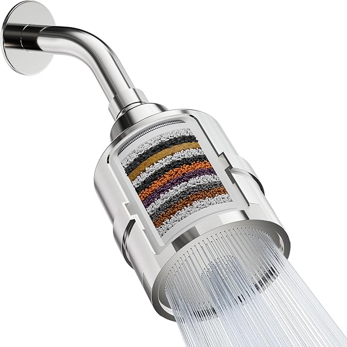 Mist Shower Filter Head for Hard Water Improves Skin, Hair, and Nails - Compact, High Output Filtered Shower Head with Filter Softens Water and Removes Chlorine and Heavy Metals, Chrome
