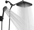 Wide Rain Shower Head With 5 Modes Handheld Showerheads, High Pressure Showerhead Combo with Extension Arm for Bathroom Accessories, Adjustable Shower Head with Anti-Clog Nozzles (Black)