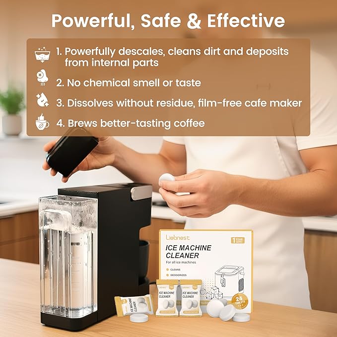 24 Count Coffee Maker Cleaner & Descaler Tablets, Effective Cleaning Coffee Pot Cleaner Tablets, Compatible with Nespresso, Breville, Keurig, Ninja, Delonghi, Miele