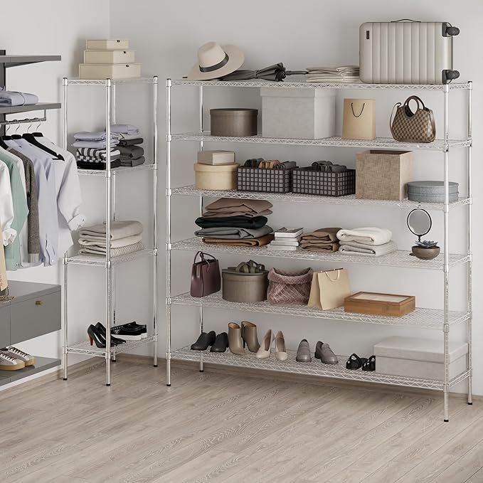 18" Deep x 72" Wide x 74" Height Wire Shelving Kit | 6-Tier | NSF Commercial Storage Rack Unit