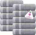 CASA COPENHAGEN, Designed in Denmark, 600 GSM, Hand Towels 16x28 Inches, Set of 10 - Grey Violet, Super Soft and Absorbent, Egyptian Cotton Towels for Bathroom & Kitchen