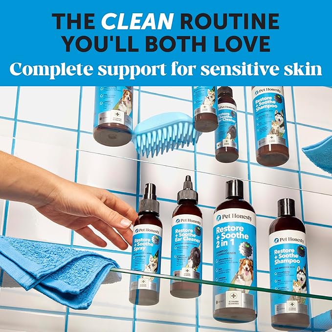 Pet Honesty Restore + Soothe Shampoo for Sensitive Skin for Dogs & Cats - Dog Skin and Coat Supplement - Soothes Itching, Irritation and Hot Spots (Lavender) - 12oz