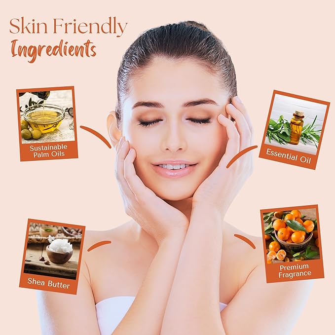 Wavertree & London Sicilian Orange Scented Natural Soap (2 Bars), 7oz Moisturizing French Triple Milled Soap Bars enriched with shea butter - Pure Plant Based Bath & Body Bars for All Skin Types