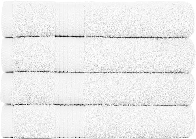 Ample Decor Hand Towel 18 X 28 Inch Pack of 6 600 GSM 100% Cotton,Soft Absorbent Thick Durable Premium Quality, for Hotel, Bathroom, Spa, Daily Use, Gym - Christmas White