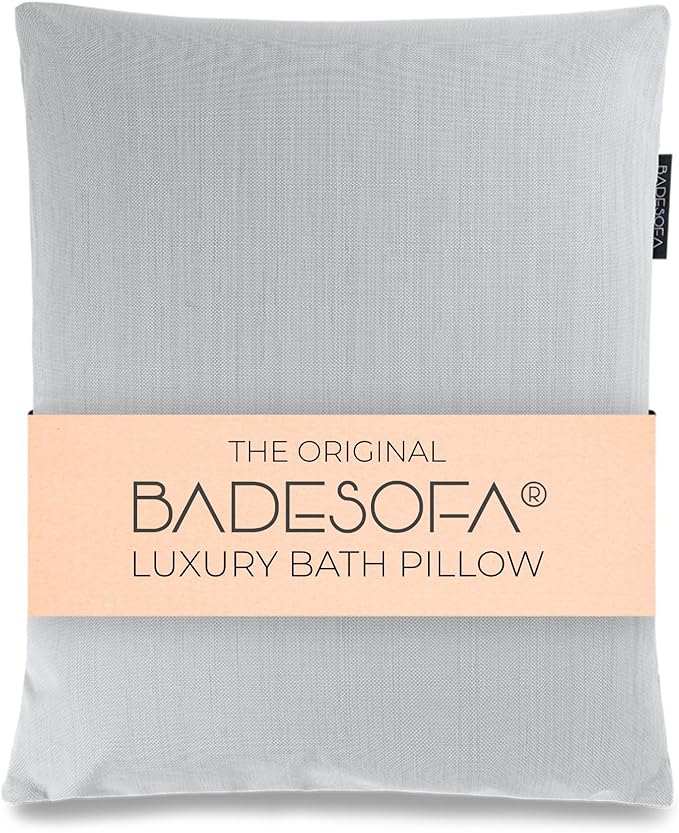 BADESOFA® Luxury Bath Pillow S - Ultra Comfortable & Quick-Drying Bath Back Pillow - Washable Full Body Bath Pillow for Bathtub - Therapeutic Head and Neck Support - Luxury Spa Cushion in Grey