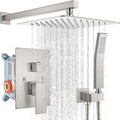 gotonovo Rainfall Bathroom Shower System Rain Shower Head and Handle Set Wall Mounted Shower Complete Combo Solid Brass Pressure Balancing Shower Mixer Valve 12 Inch Brushed Nickel