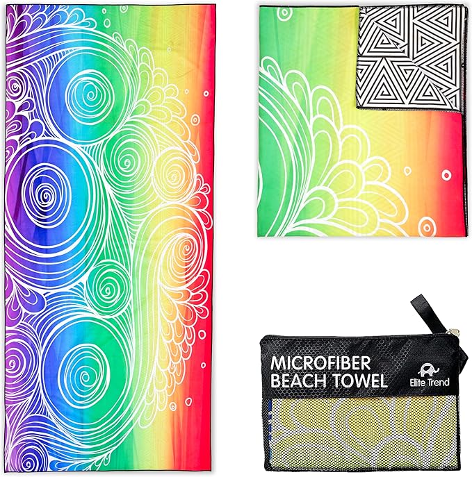 Elite Trend Microfiber Beach Towel - Extra Large 78x35 Inch Sand Free Quick Dry for Travel, Swimming, Pool, Yoga, Hiking, Camping – Lightweight Fast Drying Microfiber Towel Compact for Adults