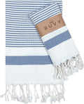 Ruvy Home Basics Turkish Hand Towels for Bathroom Set of 2 | 18"x40", Cotton | Decorative Towel for Bathroom, Kitchen, Dishcloth, Tea, Yoga, Face, Gym - Navy