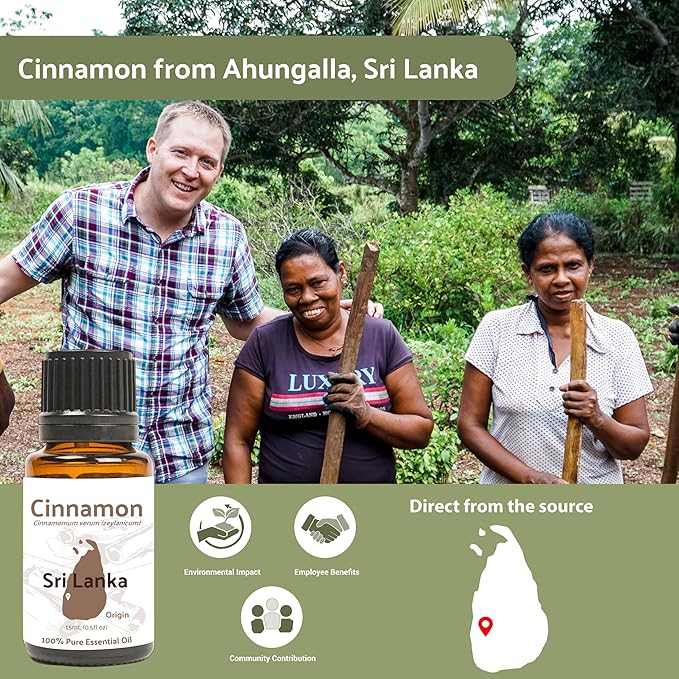 Cinnamon Essential Oil - Direct from Sri Lankan Essential Oils - 100% Pure - Natural Aceite de Canela for Aromatherapy & Wellness - Premium Grade (2lbs)