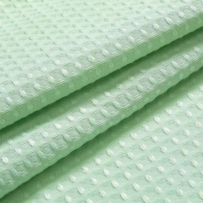 River Dream Heavyweight No Hooks Required Dotted Waffle Weave Shower Curtain with Snap in Liner - 71W x 74H,Hotel Grade,Spa Like Bath Curtain,Green Light
