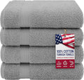 American Veteran Towel, 100% Cotton Turkish Bath Towels for Bathroom 4 Pack, 27x54 Extra Large Premium Soft Drying Bathroom Towels, Light Gray