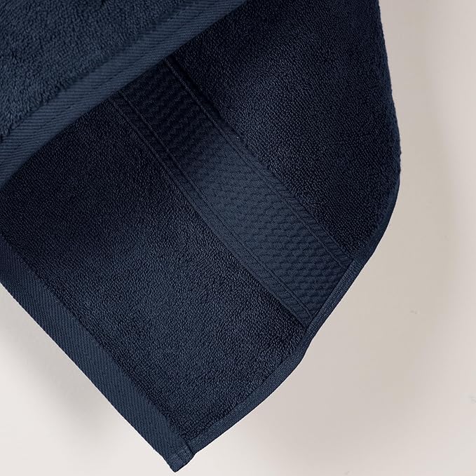 Superior Egyptian Cotton Pile Bath Towel Set of 2, Ultra Soft Luxury Towels, Thick Plush Essentials, Absorbent Heavyweight, Guest Bath, Hotel, Spa, Home Bathroom, Shower Basics, Navy Blue