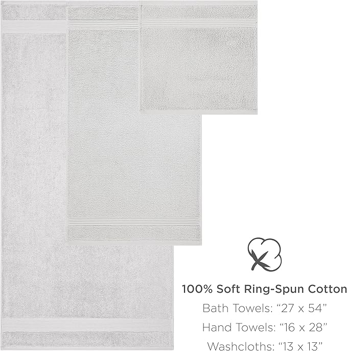 Arkwright Bath Washcloths 12 Pack - Super Soft 100% Cotton, 600 GSM Quick Dry & Absorbent, Luxury Face & Body Wash Cloth Towels for Hotels, Spa, and Vacation Rentals, Eucalyptus Green