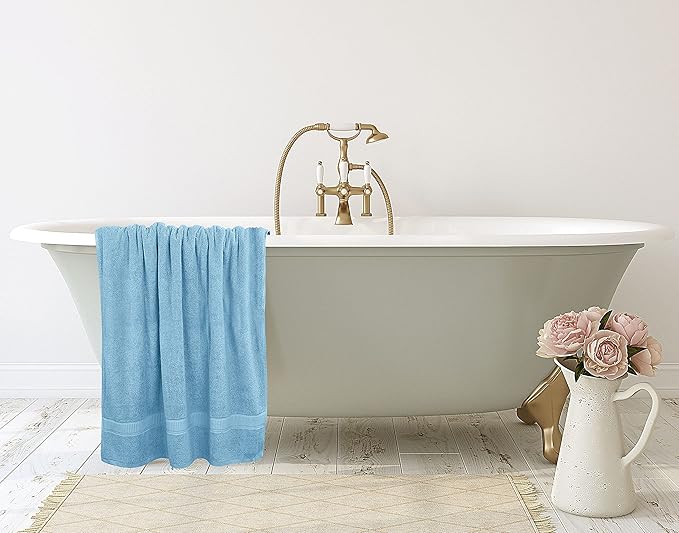 Utopia Towels Luxurious Jumbo Bath Sheet 2 Piece, 600 GSM, 35 by 70 Inches, 100% Ring Spun Cotton, Highly Absorbent and Quick Dry Extra Large Bath Towel, Super Soft Towel, Sky Blue