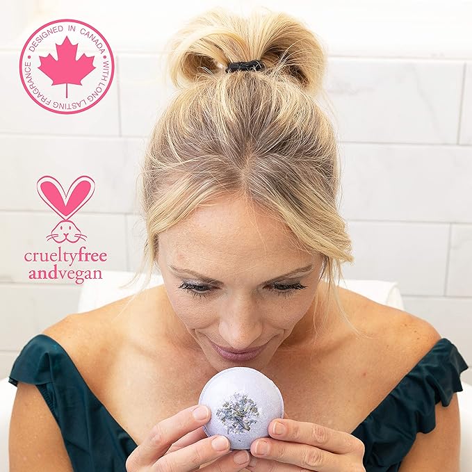 12 XXL Bubbly Organic Bath Bombs Gift Set for Women Men and Kids Designed in Canada Long Lasting Floaters Relaxing Aromatherapy Rich in Pure Essential Oils Healing Properties