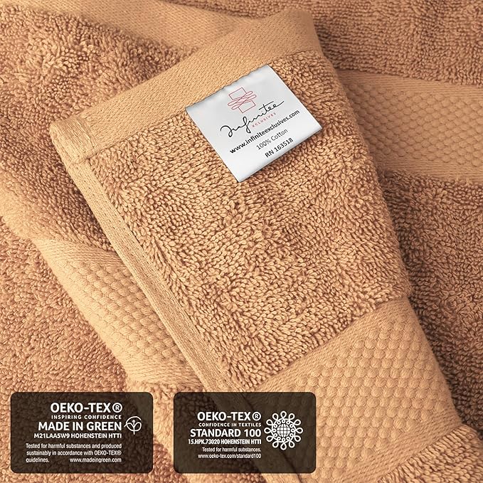 Infinitee Xclusives– Luxury Bath Sheets Towels – 2 Pack 600 GSM (35X70 Inches)– 100% Ring Spun Cotton Large Bath Towels for Bathroom (Cosmic Sand, Bath Sheet Pack of 2)