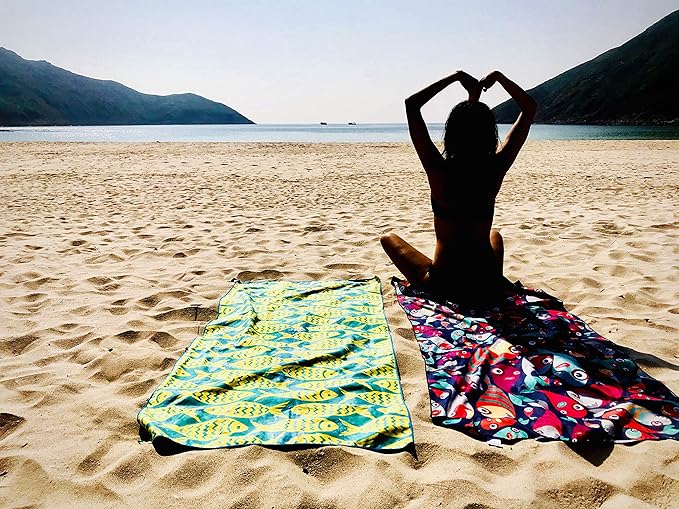4Monster Microfiber Beach Towel Quick Dry,Super Absorbent Lightweight Travel Towel for Swimmers, Sand Free Camping Towel, Beach Towels for Pool,Swim,Water Sports,Yoga