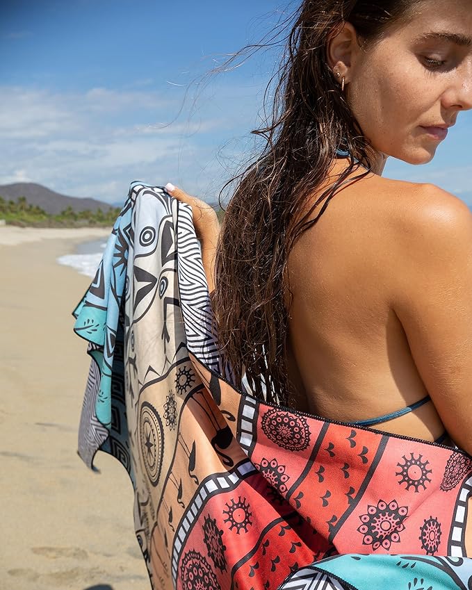 Quick Dry Towel Extra Large 78x35 Inch - Microfiber Beach Towel - Perfect for Beach, Travel, Swimming, Pool, Yoga, Hiking, Camping - Lightweight, Fast Drying, Compact for Adults (The Wild)