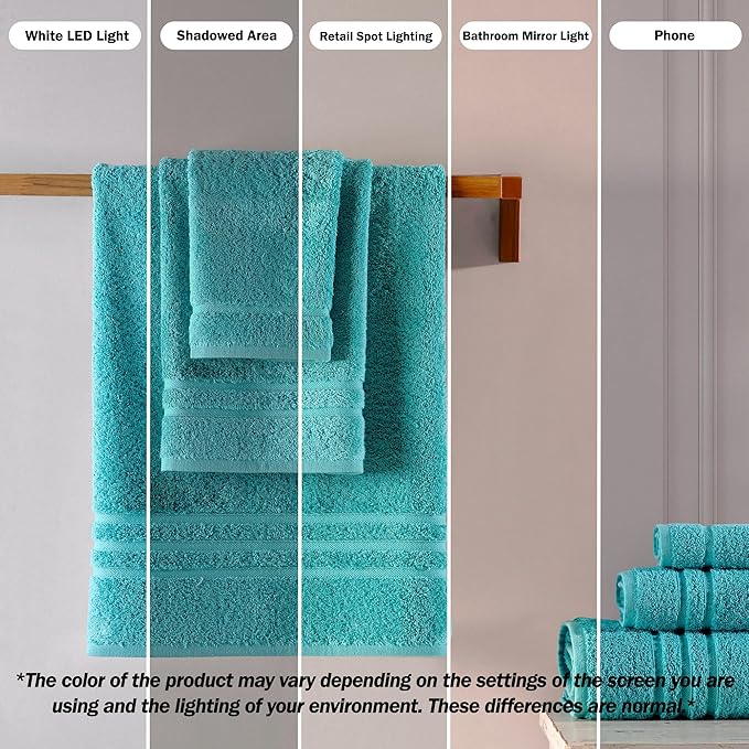 Teal Turquoise Washcloth Linen Set Premium Original Turkish Cotton, Hotel Quality for Maximum Softness & Absorbency for Face, Hand, Kitchen & Cleaning