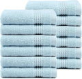 EastNBlue Lara 100% Turkish Cotton Washcloths 12 Pack, Extra Soft & Absorbent Wash Cloths for Face & Body (12" x 12"), Terry Cloth, Small Hand Towels for Bathroom, Ice Blue