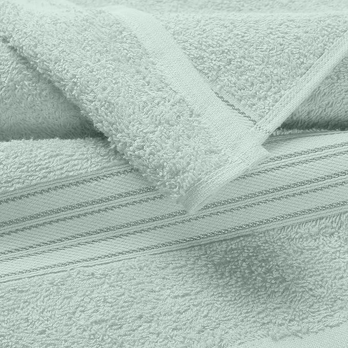 BOUTIQUO Ultra Soft Cotton Washcloths, Contains 12 Piece Face Cloths 12x12 inch, Ideal for Everyday use Face Towels, Compact & Lightweight Multi Purpose Washcloths - Sea Green