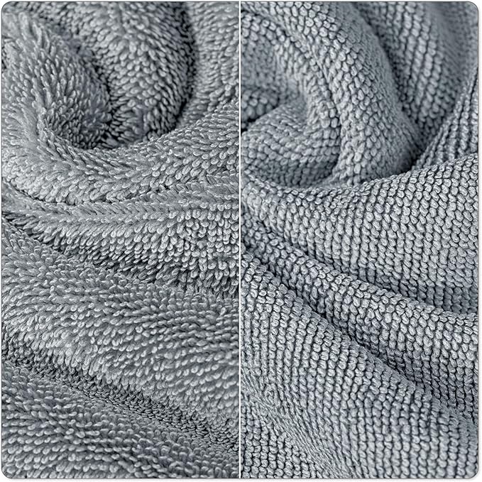 POLYTE Ring Spun Microfiber Oversize Quick Dry Lint Free Bath Towel, 60 x 30 in, Pack of 2 (Gray)