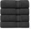 LANE LINEN 100% Cotton Bath Towels 4 Pack (28"x54") - Zero Twist, Mercerized Cotton Large Towel Set for Bathroom - Quick Dry, Soft & Absorbent Large Bath Towel Set - Oeko Tex Certified - Black Towels