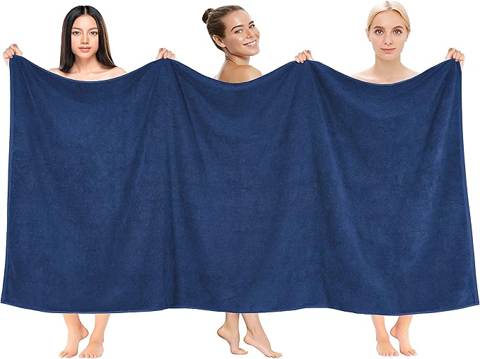 Cotton Paradise 100% Cotton 40x80 Oversized Bath Sheet, Extra Large Turkish Bath Towels for Bathroom, Navy Blue Bathsheet