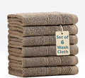 Casa Platino Washcloths 6 Pack - Spa & Salon Quality - 100% Ring Spun Mercerized Cotton Face Towels - Very Soft & Absorbent Wash Cloths for Body, Beauty, Home, Gym - Fingertip Towels - 13"x13", Taupe